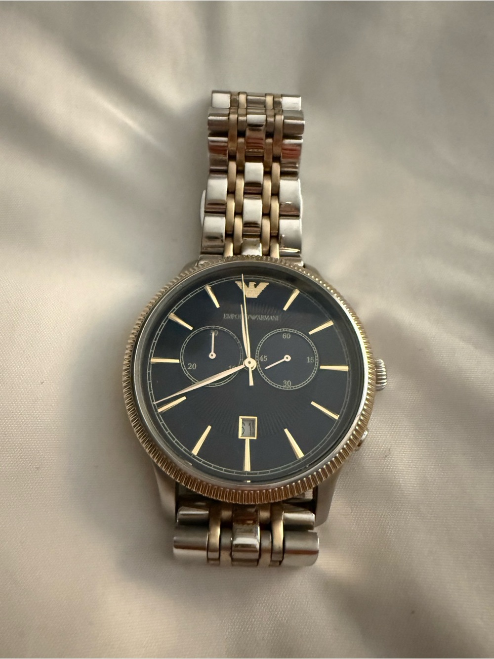 Emporio Armani Two-Tone Silver and Gold Men's Chronograph Watch